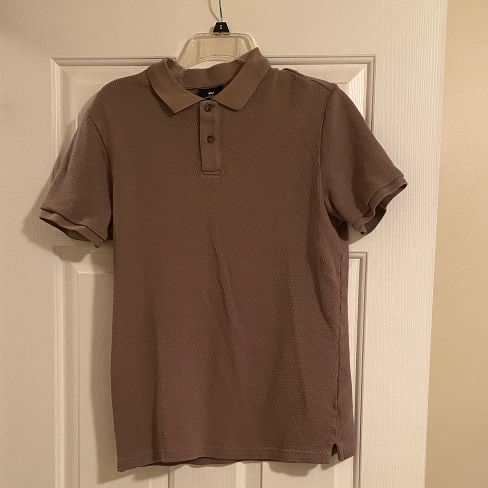 H&M Men's Polo Shirt in Taupe Brown